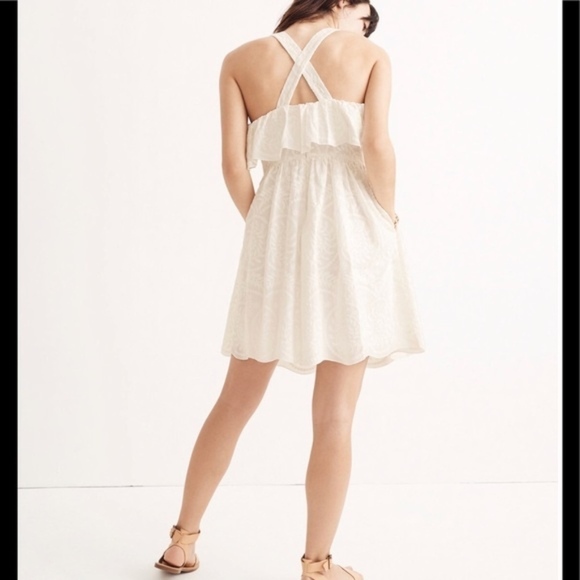 Madewell Embroidered Apron Ruffle Dress Sz 8 - Picture 2 of 7